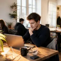 Personnes travaillant sur ordinateurs dans un espace de coworking, inspirant des idées de métiers