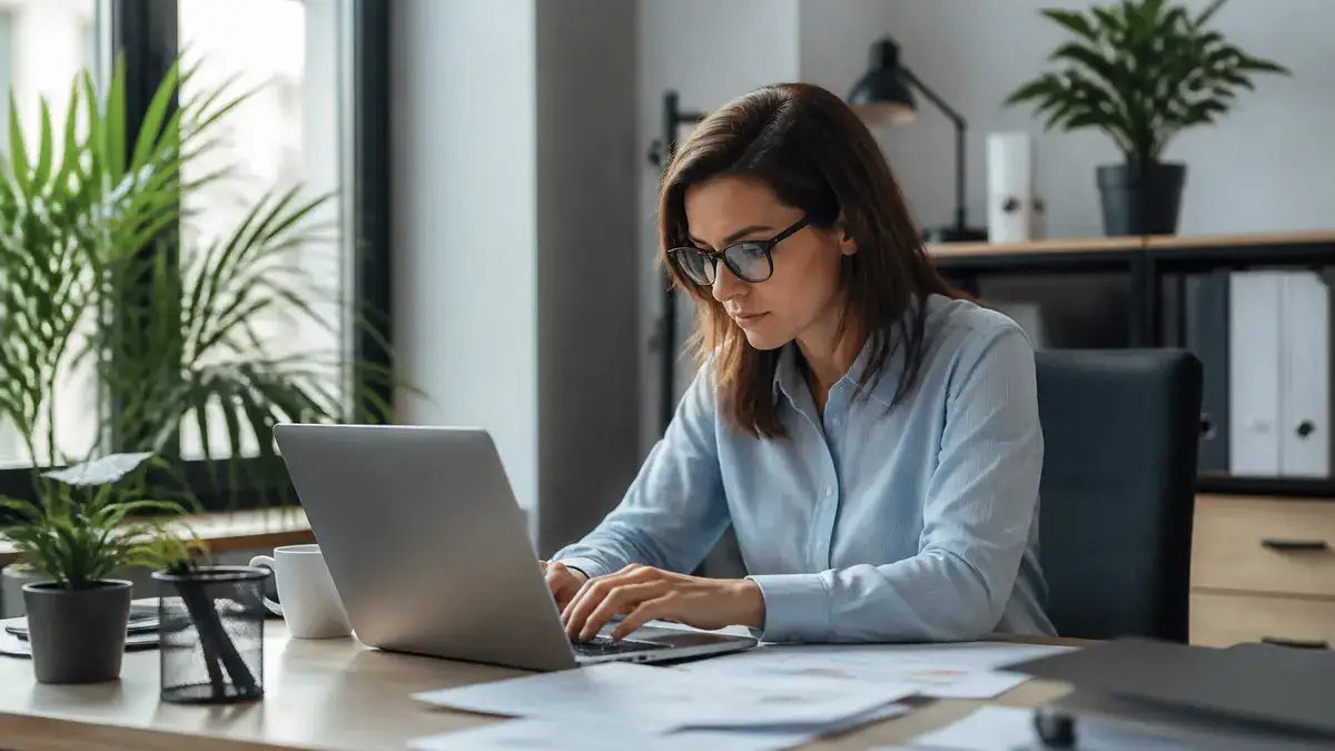 Une femme travaillant sur un ordinateur portable, illustrant que faire pour être productif