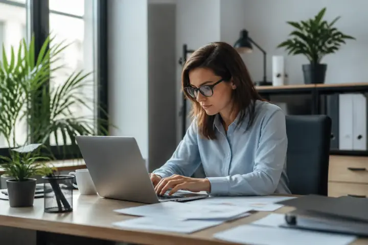 Une femme travaillant sur un ordinateur portable, illustrant que faire pour être productif
